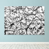 白黒LVI – アクショ絵を描ン – 抽象芸術- キャンバスプリント (インサイチュ (ウッドフロア))