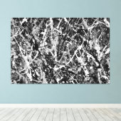 白黒LXXII – アクショ絵画ン – 抽象芸術- キャンバスプリント (インサイチュ (ウッドフロア))