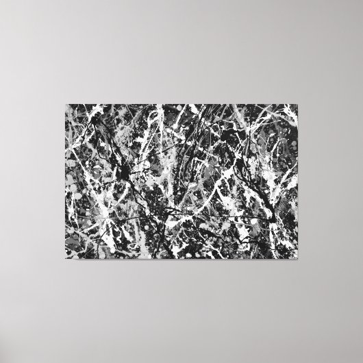 白黒LXXII – アクショ絵画ン – 抽象芸術- キャンバスプリント (正面)