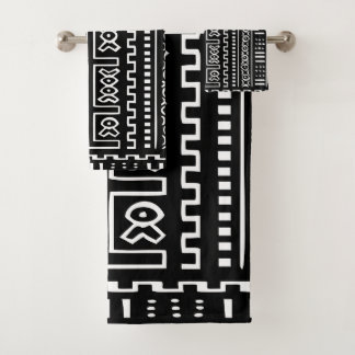 白黒Mudclothタオルセット バスタオルセット