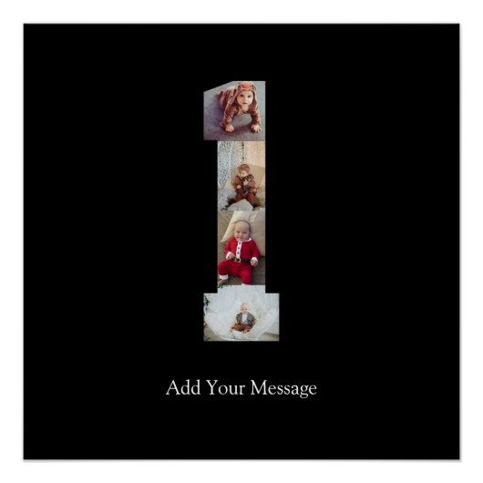 白黒No.1写真コラージュ ポスター (正面)