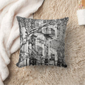 白黒NYCブラウンストーン枕 クッション (ブランケット)