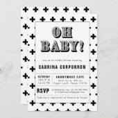 白黒Ohベビーベビーシャワー招待状 招待状 (正面/裏面)