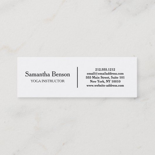 白黒OMエレガントシンボルヨガインストラクター スキニー名刺 (裏面)