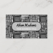 白黒PCBプリント基板QRコード 名刺 (正面)