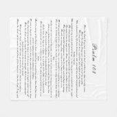 白黒Psalm 103聖なる書物、 経典文字 フリースブランケット (正面(横))