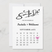 白黒QRウェディングエレガント日付の保存 招待状 (正面)