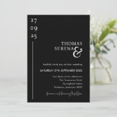 白黒QRコードタイムラインの結婚日程 招待状 (スタンド正面)