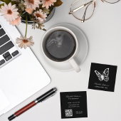 白黒QRコードバタフライ スクエア名刺