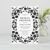 白黒QRコードフォークフローラブライダルシャワー 招待状 (スタンド正面)