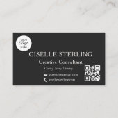 白黒QRコードプロフェッショナルロゴ写真 名刺 (正面)