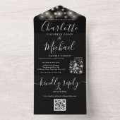 白黒QRコードメイソンジャースライツ結婚ズ オールインワン招待状 (内側)