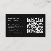 白黒QRコードロゴのモダンプロフェッショナル 名刺 (正面)