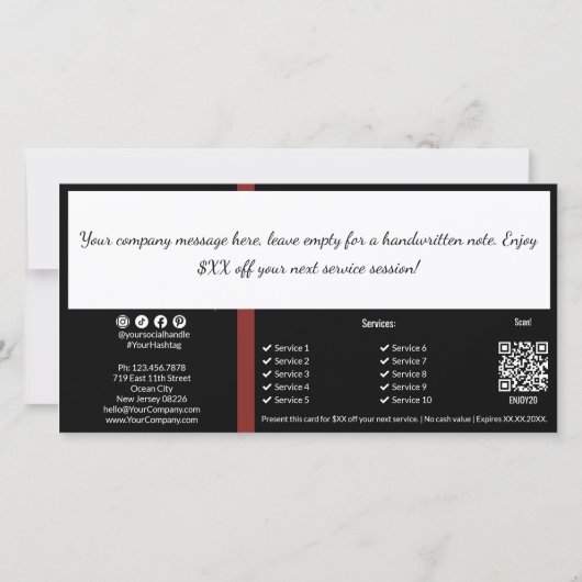 白黒QRコード会社メモギフト券カード (裏面)