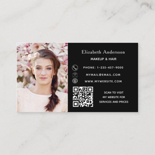 白黒QRコード写真ロイヤリティカード 名刺 (裏面)