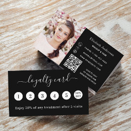 白黒QRコード写真ロイヤリティカード 名刺