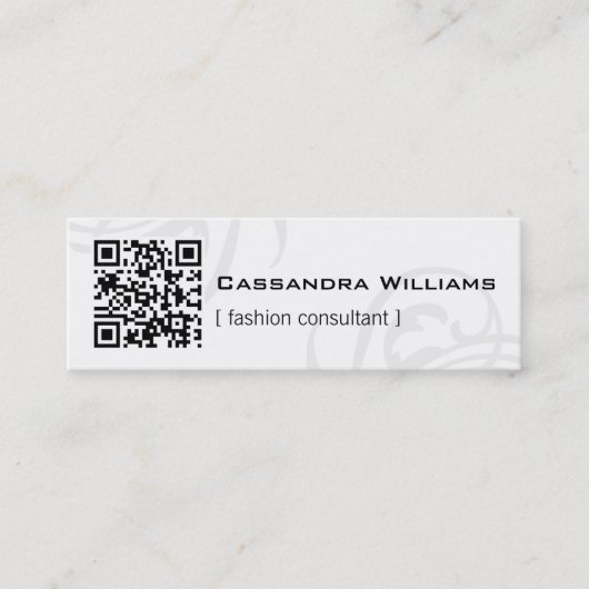 白黒QRコード小型名刺 スキニー名刺 (正面)