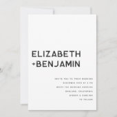 白黒QRコード結婚式招待状とRSVP 招待状 (正面)