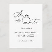 白黒QRコード結婚式日付の保存 ポストカード (正面)