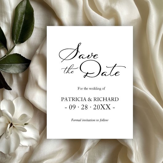 白黒QRコード結婚式日付の保存 ポストカード