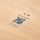 白黒QRコード ウェディング アクリル招待状 (レイダウン)