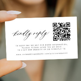 白黒QRコード ウェディング 返信お願い RSVP エンクロージャーカード