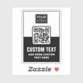 白黒QRコード、ロゴ、およびカスタム文字 シール (シート)