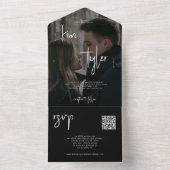 白黒QRコードsvp写真モダン結婚 オールインワン招待状 (内側)