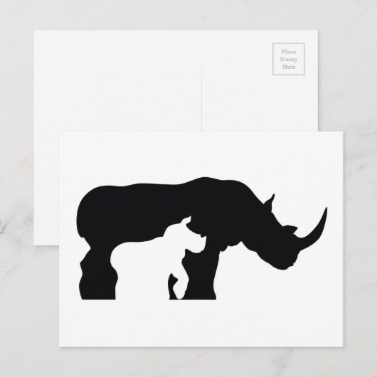 白黒Rhino ポストカード (正面/裏面)