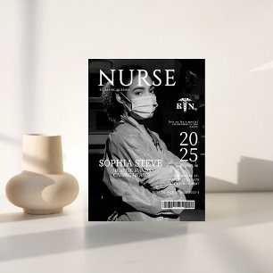 白黒RNナース雑誌写真卒業 招待状