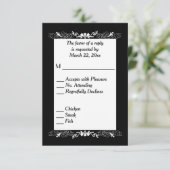 白黒RSVPとメニューの選択 出欠カード (スタンド正面)