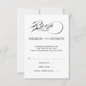 白黒RSVPカード(正方形招待状) 出欠カード (正面)