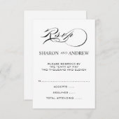 白黒RSVPカード(正方形招待状) 出欠カード (正面/裏面)