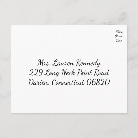 白黒RSVPダマスコウェディング/パーティー インビテーションポストカード (裏面)