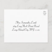 白黒RSVPハート結婚披露宴の応答 インビテーションポストカード (裏面)