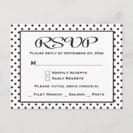 白黒RSVP水玉模様結婚/パーティー インビテーションポストカード
