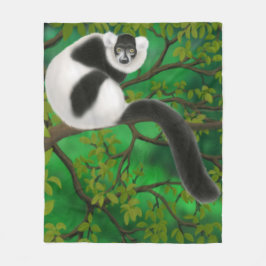 白黒RuffedのLemurのフリースブランケット フリースブランケット