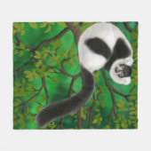 白黒RuffedのLemurのフリースブランケット フリースブランケット (正面(横))