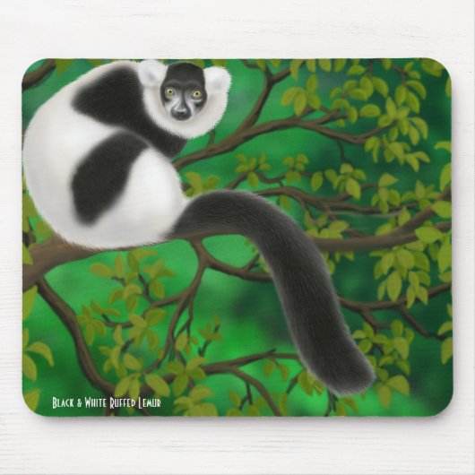 白黒RuffedのLemurのマウスパッド マウスパッド (正面)