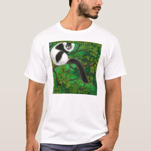 白黒RuffedのLemurのTシャツ Tシャツ (正面)