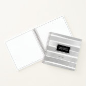 白黒Sketchbook Gray ストライプ Grey Name ノートブック (内部)