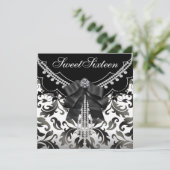 白黒Sweet sixteenパーティの招待状 招待状 (スタンド正面)
