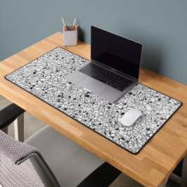 白黒Terrazzoテクスチャ抽象芸術パターン デスクマット