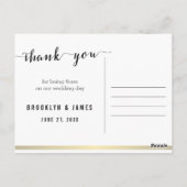 白黒Thank Youポストカード金ゴールド行 ポストカード (裏面)