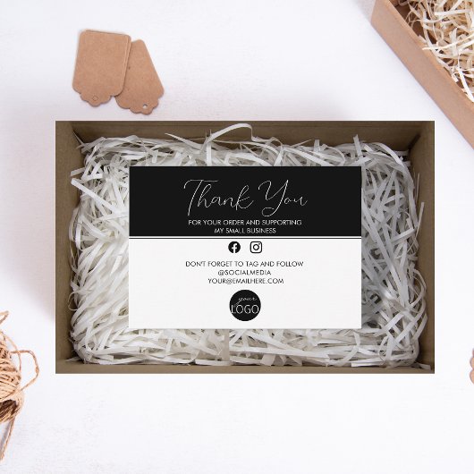白黒Thank You Businessロゴパッケージ エンクロージャーカード