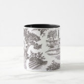 白黒Toileのプリントのコーヒー・マグ マグカップ (中央)