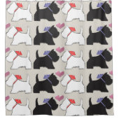 白黒Westieは芸術のシャワー・カーテンの後をつけます シャワーカーテン (正面)