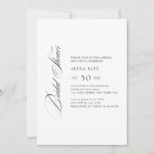 白黒Whimsyスクリプトブライダルシャワー写真 招待状 (正面)