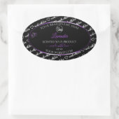 白黒Wordクラウドパープル製品ラベルのロゴ 楕円形シール (バッグ)