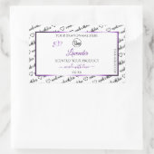 白黒Wordクラウドパープル製品ラベルのロゴ 長方形シール (バッグ)